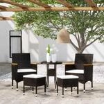 5-tlg. Garten-lounge-set Poly Rattan Schwarz - Vidaxl