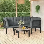 5-tlg. Garten-lounge-set Schwarz Und Grau Poly Rattan - Vidaxl