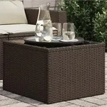 Gartentisch Mit Glasplatte Braun 55x55x37 Cm Poly Rattan Vidaxl
