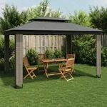 Pavillon Mit Doppeldach Anthrazit 3,94x2,96 M Stahl Vidaxl