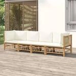 4-tlg. Garten-lounge-set Mit Cremewei&szlig;en Kissen Bambus - Vidaxl
