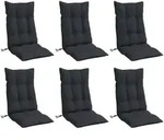 Vidaxl Highback Chair Cushions 6 Pcs Black Oxford Fabric