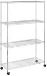 Vidaxl 4-tier Storage Shelf With Wheels 90x35x142 Cm Chrome 200 Kg