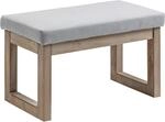 Fu&szlig;bank Fu&szlig;hocker Polsterhocker Mit Leinenoptik, Sitzhocker Mit Holzbeine,