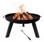 Relaxdays Feuerschale, &Oslash; Schale 59 Cm, Mit Sch&uuml;rhaken, Pulverbeschichteter...