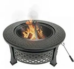 Relaxdays Feuerschale, &Oslash; Schale 55 Cm, Mit Funkenschutz, Sch&uuml;rhaken, Stahl,