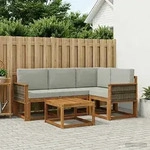 Vidaxl Outdoor Sofa Set 5 Pcs Natural And Light Grey Polyester