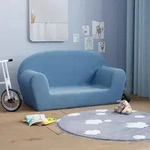 Vidaxl Kids' Sofa 2-seater Blue Soft Plush