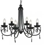 Pendant Ceiling Lamp Elegant Chandelier Black 6 Bulb Sockets