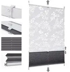 Sekey Plissee Klemmfix Ohne Bohren 60x100cm Wei&szlig; Mit Muster Und Dunkelgrau