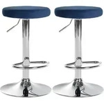 Clp - 2er Set Barhocker Ponte Samt Blau Metall In Chromoptik