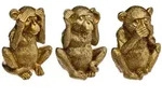 Set Aus 3 Statuen Weise Affen - Kunstharz - Golden H 17 Cm Atmosphera Cr&eacute;ateur