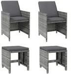 Vidaxl 4 Piece Garden Chair And Stool Set Poly Rattan Grey