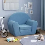 Schlafsofa F&uuml;r Kinder Blau Weich Pl&uuml;sch Vidaxl