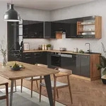 Vicco - Eckk&uuml;che Fame-line, Anthrazit Hochglanz/goldkraft Eiche, 227 X 60 Cm Ohne