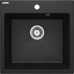 Einbausp&uuml;lbecken Schwarz Eckig 50 Cm Granitoptik Mit Raumsparsiphon "evora"