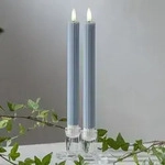 Star Trading - Led-stabkerzen Flamme Stripe, 2er Set, Wachs, Pastell Blau
