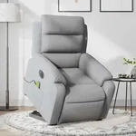 Vidaxl Electric Stand Up Massage Recliner Chair Light Grey Fabric