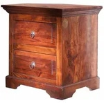 Massivmoebel24 - Nachttisch Akazie 52x40x54 Nougat Lackiert Oxford 905