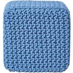 Gestrickter Sitzw&uuml;rfel 100% Baumwolle, Blau - Homescapes