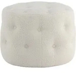 Venture Home - Benjamin Pouf, Hocker &Oslash;55cm Teddystoff Wei&szlig;.