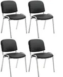 4er Set St&uuml;hle Ken Chrom Kunstleder Schwarz