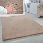 Hochflor Teppich Wohnzimmer Super Softes Kaninchenfell Imitat Kunstfell Beige 160x230