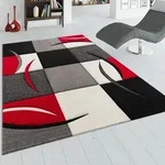 Paco Home - Designer Teppich Mit Konturenschnitt Karo Muster Rot Schwarz 120x170 Cm