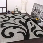 Paco Home - Designer Teppich Mit Konturenschnitt Modern Grau Schwarz 60x110 Cm