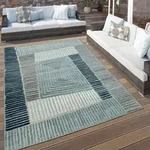 Paco Home - In- & Outdoor Terrassen Teppich Geometrisches Design Pastell T&uuml;rkis Grau