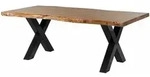 Baumtisch Akazie 180x90x77 Akazie Natur Lackiert / X-beine Anthrazit Gl&auml;nzend