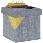 Relaxdays Sitzhocker Mit Stauraum, Gepolstert, Faltbar, Bambus, Stoff, Hbt: 36 X 35 X