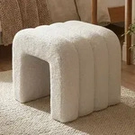 Relaxdays Teddyfell Hocker, Gepolstert, Hxbxt: 40x40x40 Cm, Geriffelt, Boucl&eacute;