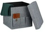 Sitzhocker, Faltbar, Hxbxt:38x38x38cm, Stabil, Mit 3 Seitentaschen, Sitzw&uuml;rfel Aus