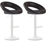 2er Set Barhocker Olinda Kunstleder Braun Wei&szlig;