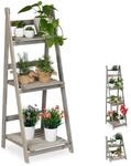 Relaxdays - Blumentreppe, 3-stufig, Blumenleiter Holz, Klappbar, Leiterregal F&uuml;r
