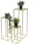 Dandibo Blumenhocker Metall Gold Eckig 3er Set Blumenst&auml;nder Beistelltisch 96406