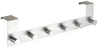 T&uuml;rgarderobe Edelstahl Celano, 6 Haken, F&uuml;r T&uuml;rfalzst&auml;rken Bis 4 Cm, Silber Matt,