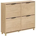 Sobuy Schuhschrank 8 Stauraumpl&auml;tze Helle Eiche 100x24x83cm Modern Fsr214-n