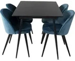 Silarblext Essgruppe Esstisch Ausziehbarer Tisch L&auml;nge Cm 120 / 160 Schwarz Und 4