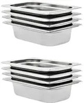 Vidaxl Gastronorm Containers 8 Pcs Gn 1/4 65 Mm Stainless Steel