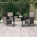 3-tlg. Garten-essgruppe Mit Kissen Grau - Vidaxl