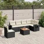 7-tlg. Garten-sofagarnitur Mit Kissen Schwarz Poly Rattan - Vidaxl