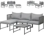 Svita Detroit Polyrattan Gartenlounge Modular Ecksofa Tisch Inklusive Kissen Grau