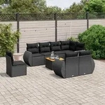 9-tlg. Garten-sofagarnitur Mit Kissen Schwarz Poly Rattan - Vidaxl