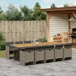 11-tlg. Garten-essgruppe Mit Kissen Grau Poly Rattan Vidaxl
