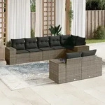 8-tlg. Garten-sofagarnitur Mit Kissen Grau Poly Rattan - Vidaxl