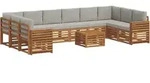 Outdoor-sofagarnitur Mit Kissen 11 Pcs Nat&uuml;rlich Und Hellgrau Vidaxl
