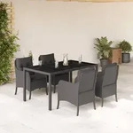 5-tlg. Garten-essgruppe Mit Kissen Schwarz Poly Rattan Vidaxl
