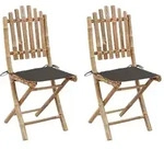 Klappbare Gartenst&uuml;hle 2 Stk. Mit Kissen Bambus Vidaxl